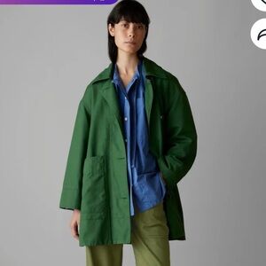TOAST A-line cotton linen canvas coat (deep green)